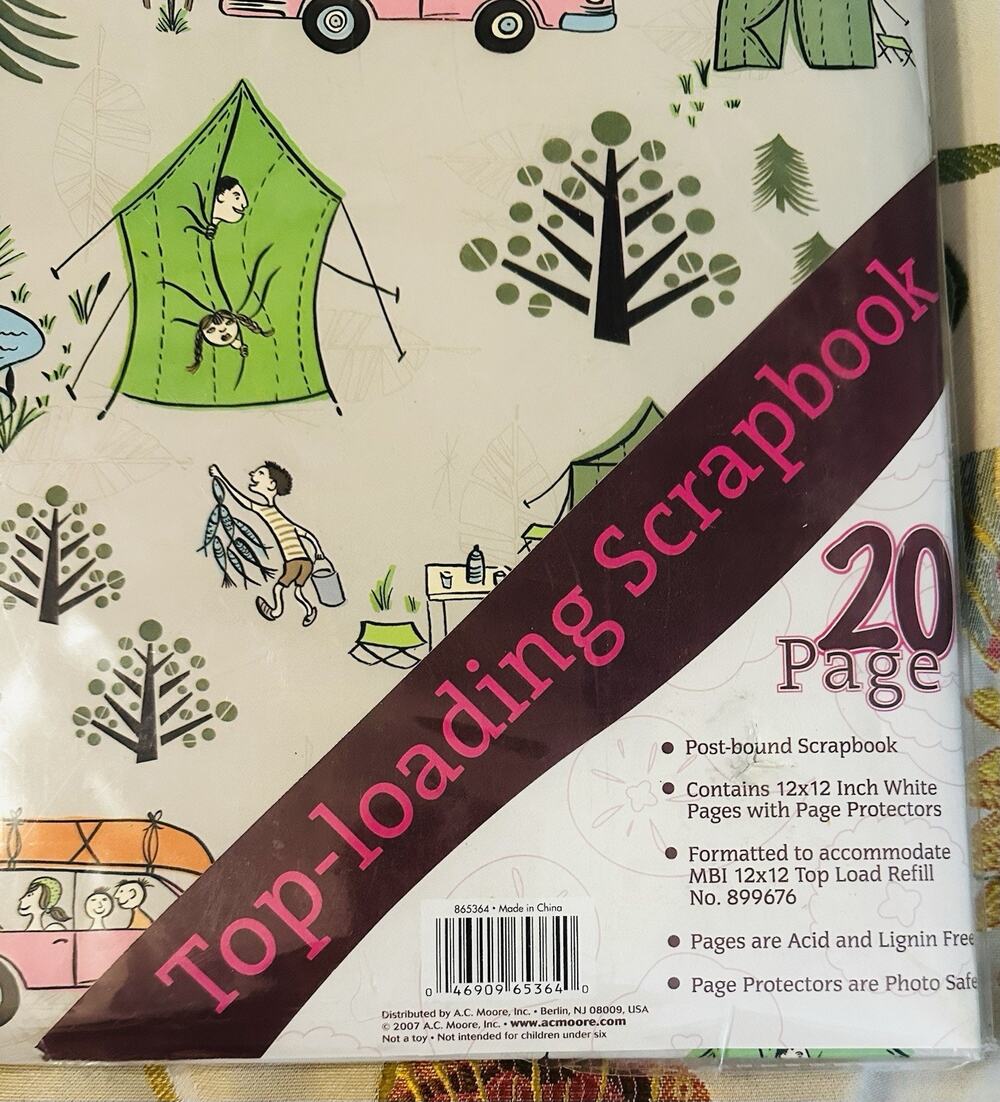 New Large Scrapebook Album Camping Pattern Expandable Post Bound Family Photos